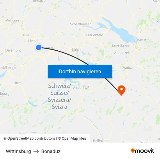 Wittinsburg to Bonaduz map
