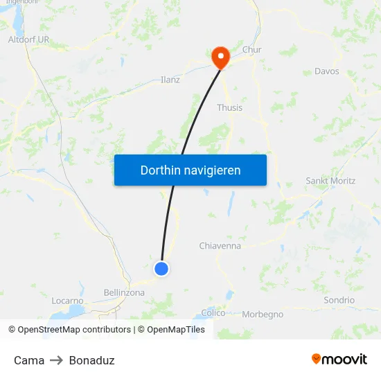 Cama to Bonaduz map