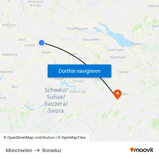 Münchwilen to Bonaduz map