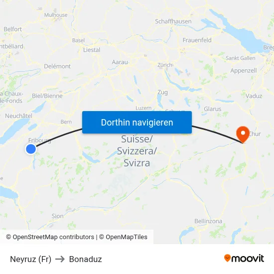 Neyruz (Fr) to Bonaduz map