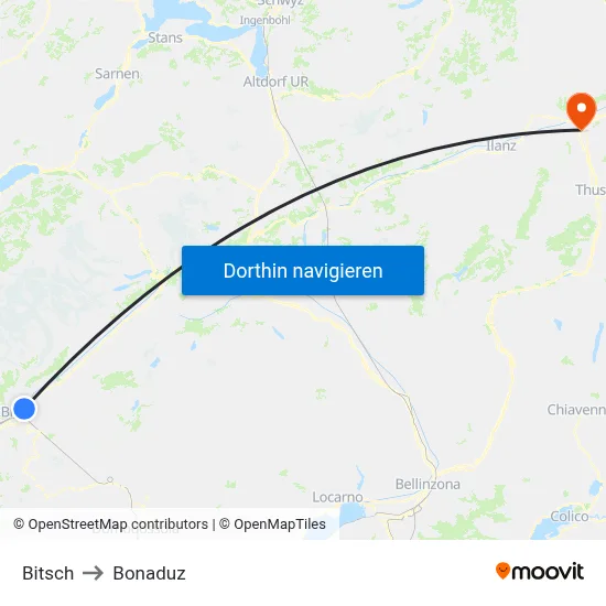 Bitsch to Bonaduz map