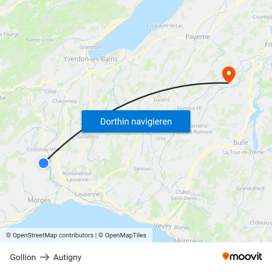 Gollion to Autigny map