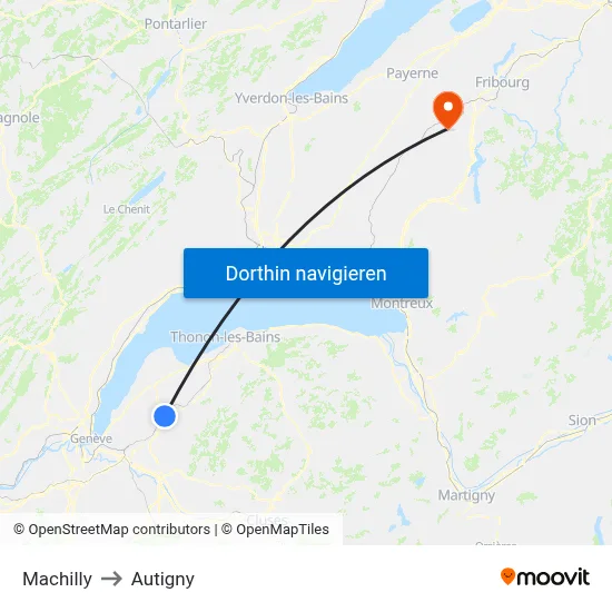 Machilly to Autigny map