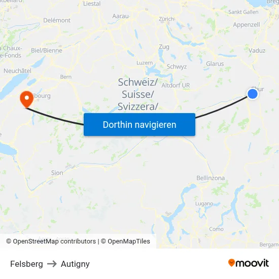 Felsberg to Autigny map