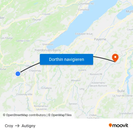Croy to Autigny map