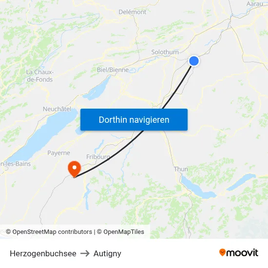 Herzogenbuchsee to Autigny map