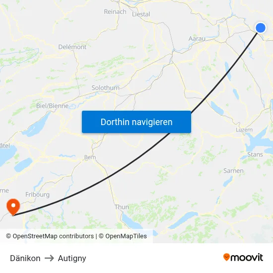 Dänikon to Autigny map