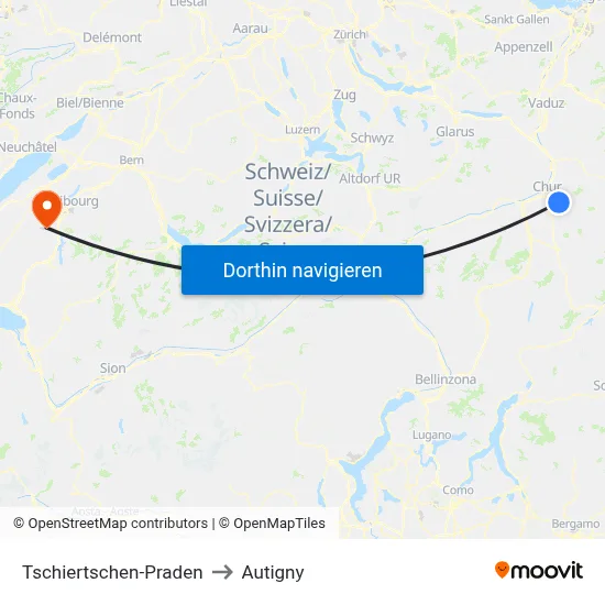 Tschiertschen-Praden to Autigny map