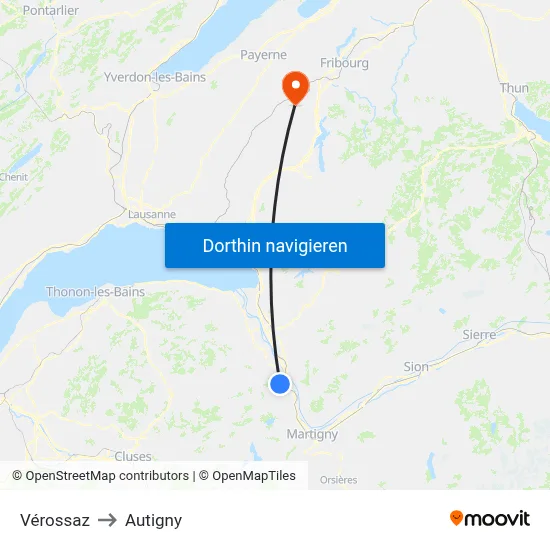 Vérossaz to Autigny map