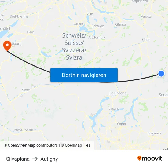 Silvaplana to Autigny map
