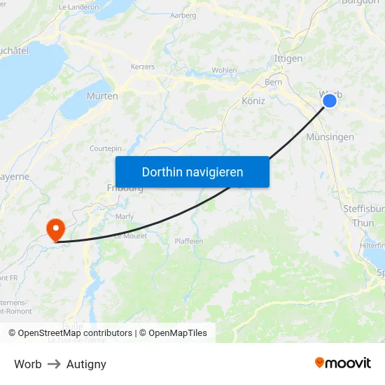 Worb to Autigny map