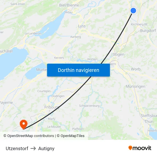 Utzenstorf to Autigny map