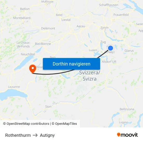 Rothenthurm to Autigny map