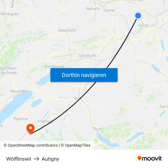 Wölflinswil to Autigny map