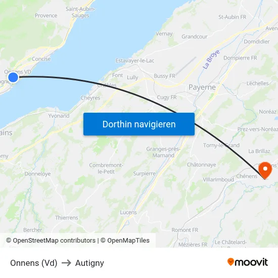 Onnens (Vd) to Autigny map