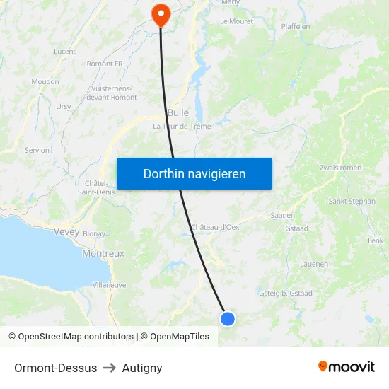 Ormont-Dessus to Autigny map