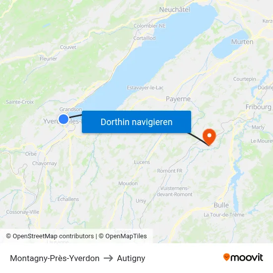 Montagny-Près-Yverdon to Autigny map