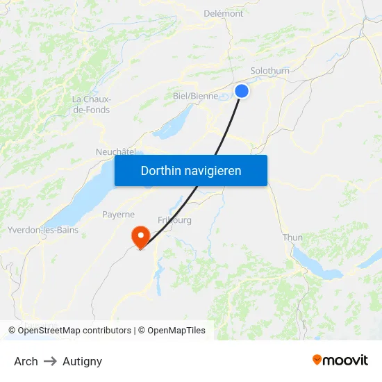 Arch to Autigny map