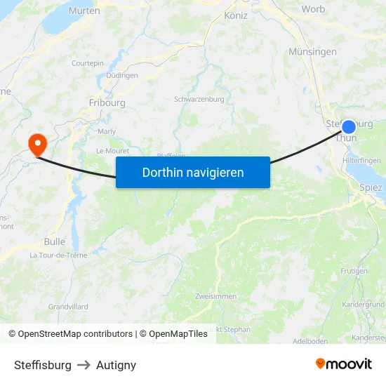 Steffisburg to Autigny map