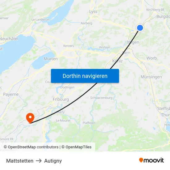 Mattstetten to Autigny map