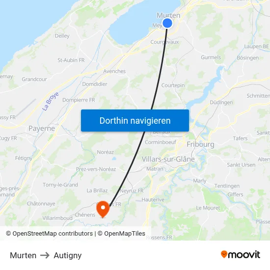 Murten to Autigny map