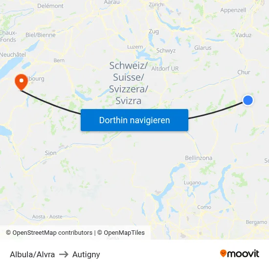 Albula/Alvra to Autigny map