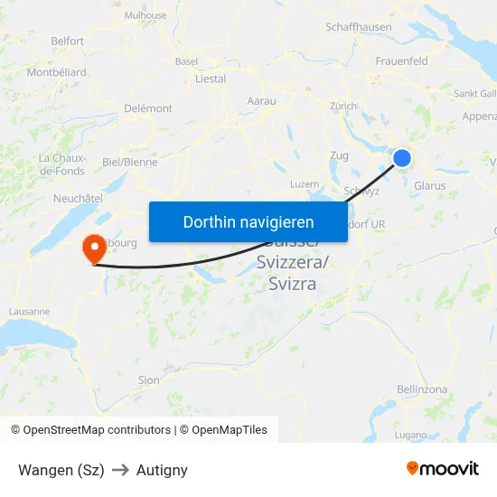 Wangen (Sz) to Autigny map