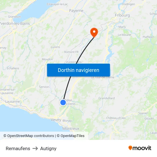 Remaufens to Autigny map