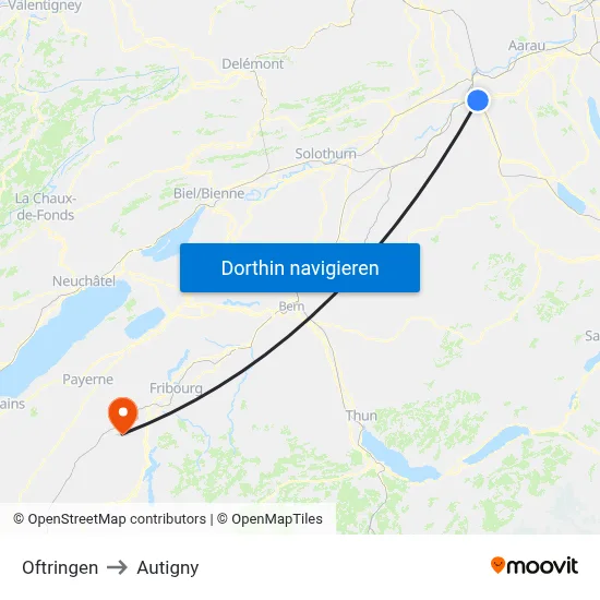 Oftringen to Autigny map