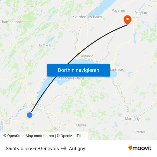 Saint-Julien-En-Genevois to Autigny map