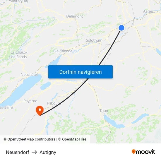 Neuendorf to Autigny map