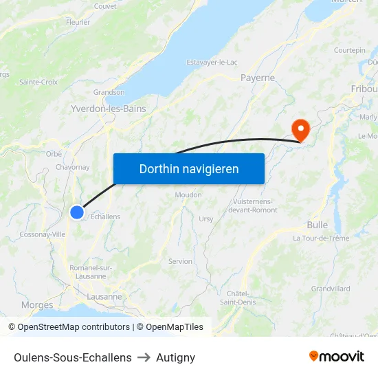 Oulens-Sous-Echallens to Autigny map