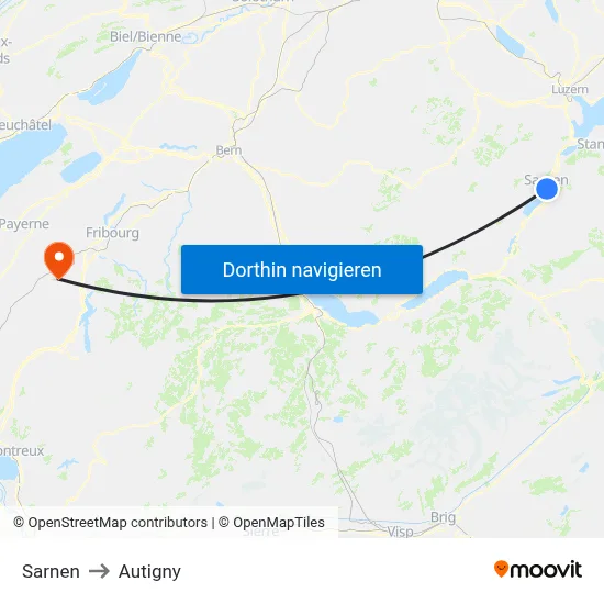 Sarnen to Autigny map