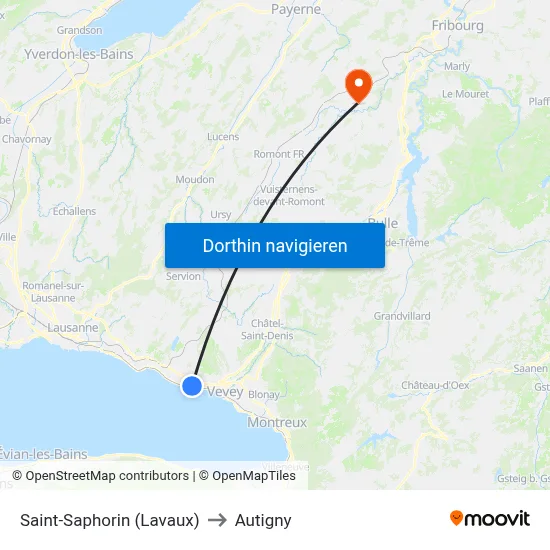 Saint-Saphorin (Lavaux) to Autigny map