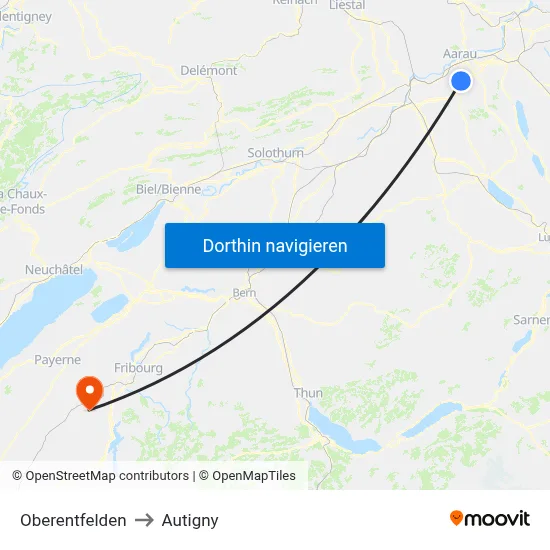 Oberentfelden to Autigny map