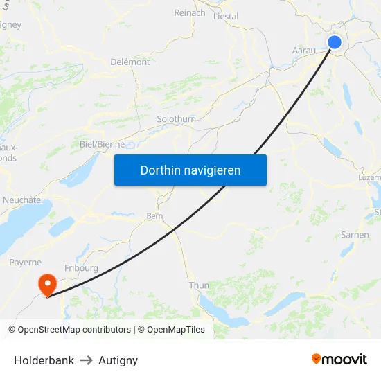 Holderbank to Autigny map