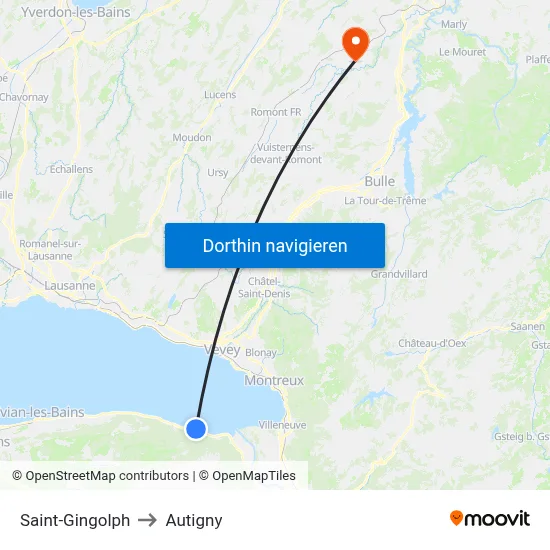 Saint-Gingolph to Autigny map