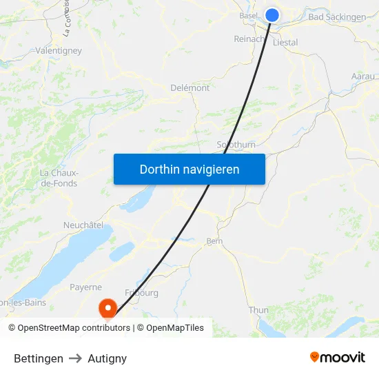 Bettingen to Autigny map