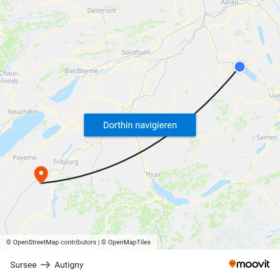 Sursee to Autigny map