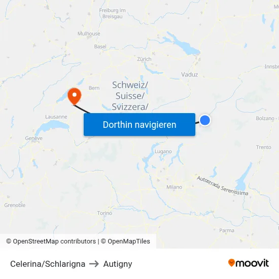 Celerina/Schlarigna to Autigny map