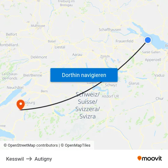 Kesswil to Autigny map