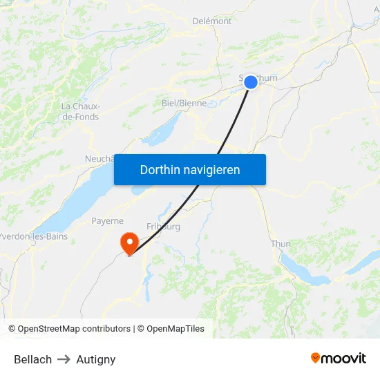 Bellach to Autigny map
