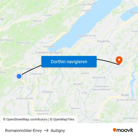 Romainmôtier-Envy to Autigny map