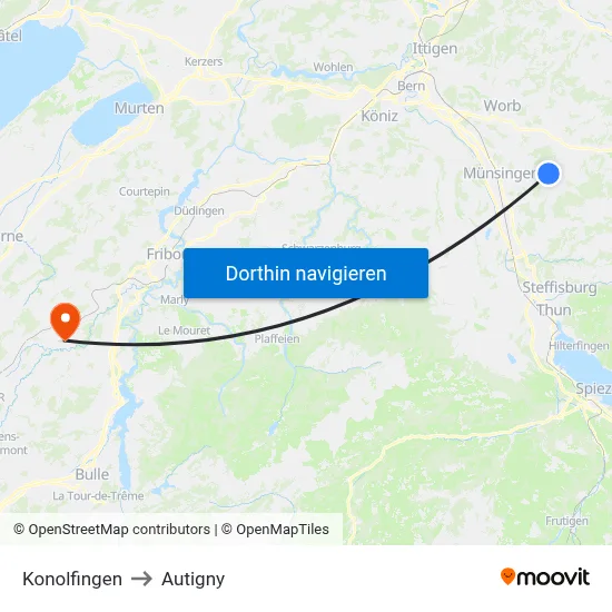 Konolfingen to Autigny map