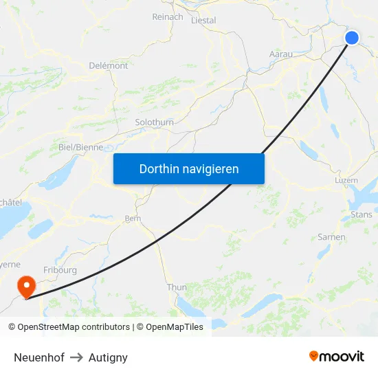Neuenhof to Autigny map
