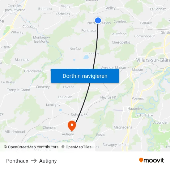 Ponthaux to Autigny map