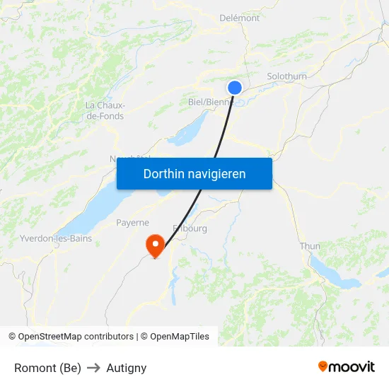 Romont (Be) to Autigny map