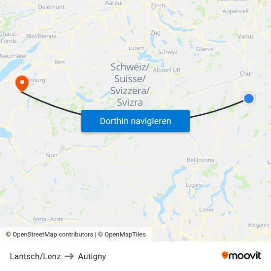 Lantsch/Lenz to Autigny map
