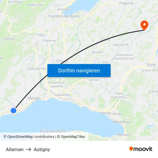 Allaman to Autigny map