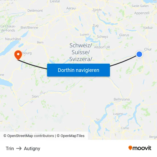 Trin to Autigny map